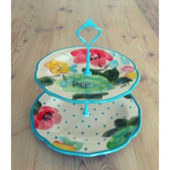 PIONEER WOMAN COLLECTION CUPCAKE DESSERT STAND 2-TIER Vintage Bloom - Picture 2 of 4